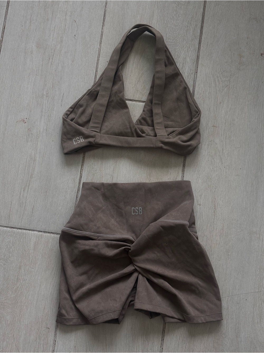 CSB Women’s Taupe Halter Top with ShortS - Picture 2 of 2